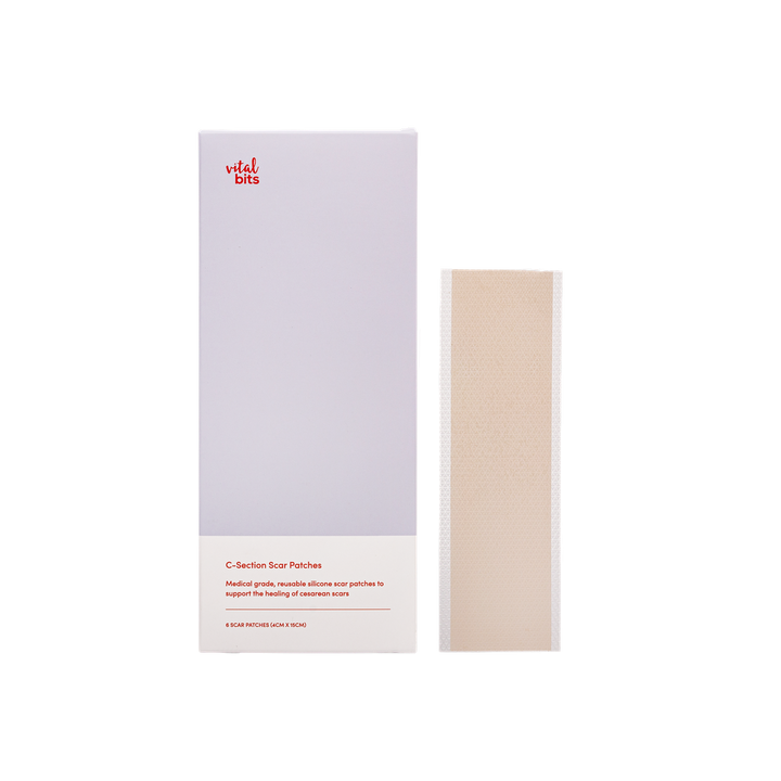 C-Section Scar Patch packaging with a beige patch on a white background