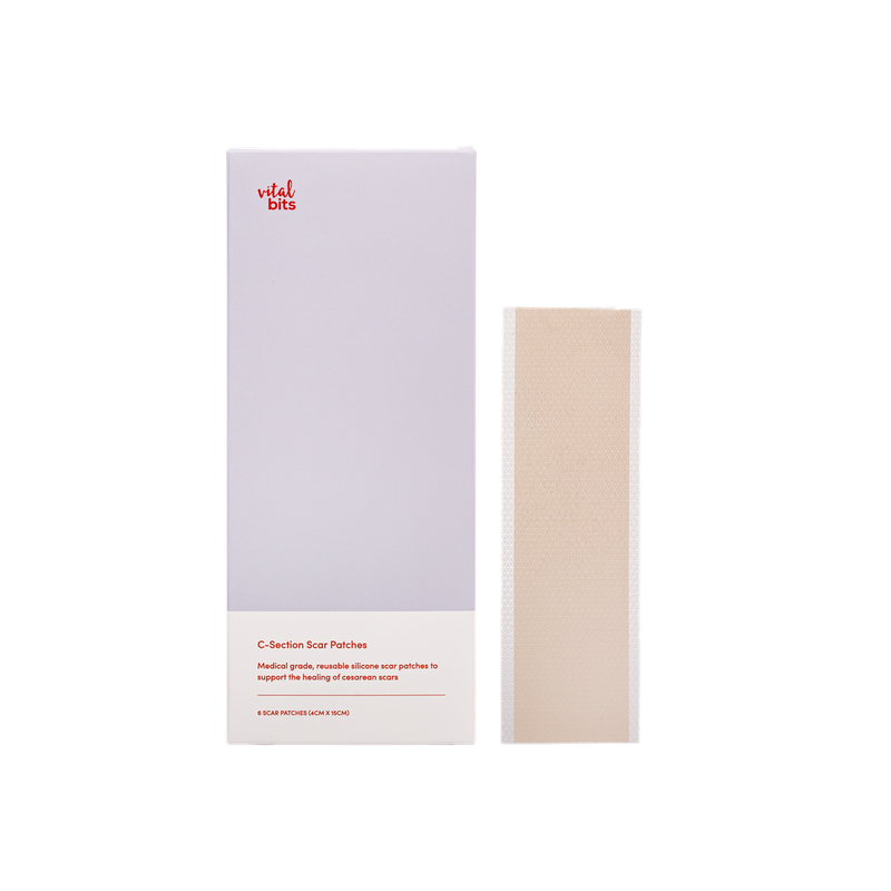 C-Section Scar Patch packaging with a beige patch on a white background